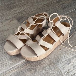 Lace up bamboo platforms
